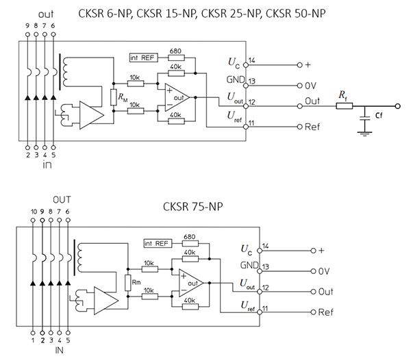 Schematic - LEM CKSR Board Mount Current Transducers